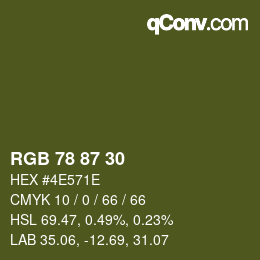 颜色代码: RGB 78 87 30 | qconv.com