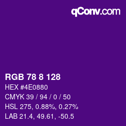 Color code: RGB 78 8 128 | qconv.com