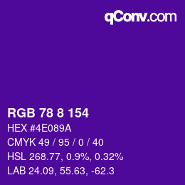 颜色代码: RGB 78 8 154 | qconv.com
