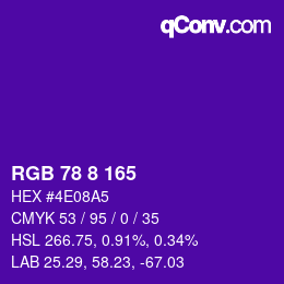 カラーコード: RGB 78 8 165 | qconv.com