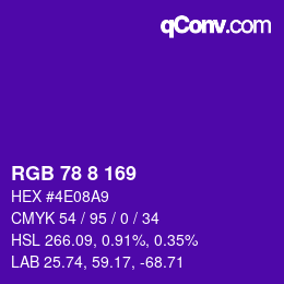 Color code: RGB 78 8 169 | qconv.com