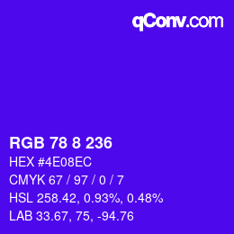 Color code: RGB 78 8 236 | qconv.com