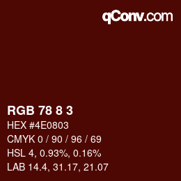 Color code: RGB 78 8 3 | qconv.com