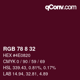カラーコード: RGB 78 8 32 | qconv.com