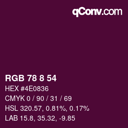 Color code: RGB 78 8 54 | qconv.com