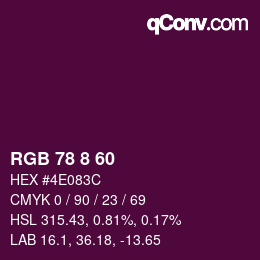 カラーコード: RGB 78 8 60 | qconv.com