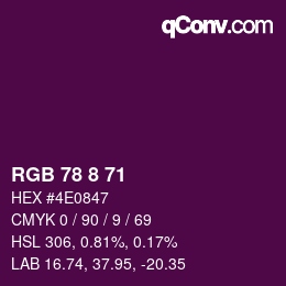 カラーコード: RGB 78 8 71 | qconv.com