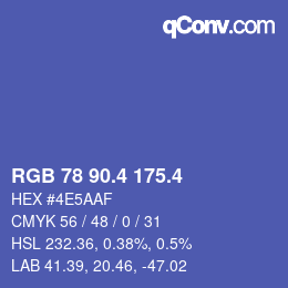 カラーコード: RGB 78 90.4 175.4 | qconv.com
