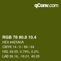 カラーコード: RGB 78 90.8 10.4 | qconv.com