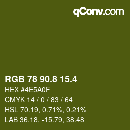 カラーコード: RGB 78 90.8 15.4 | qconv.com