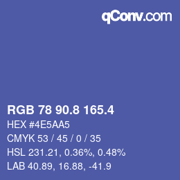 カラーコード: RGB 78 90.8 165.4 | qconv.com