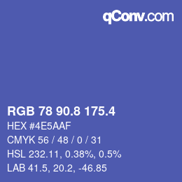 カラーコード: RGB 78 90.8 175.4 | qconv.com