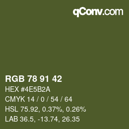 颜色代码: RGB 78 91 42 | qconv.com