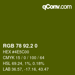 カラーコード: RGB 78 92.2 0 | qconv.com