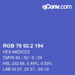 Color code: RGB 78 92.2 194 | qconv.com