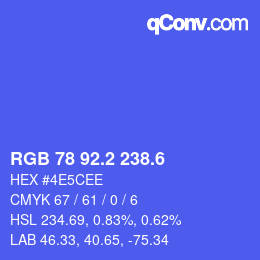 カラーコード: RGB 78 92.2 238.6 | qconv.com