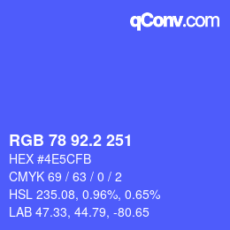 カラーコード: RGB 78 92.2 251 | qconv.com
