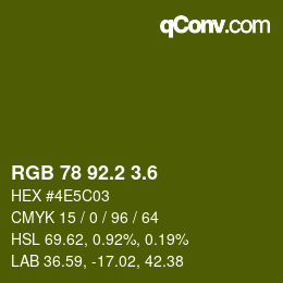 カラーコード: RGB 78 92.2 3.6 | qconv.com
