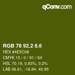 カラーコード: RGB 78 92.2 8.6 | qconv.com