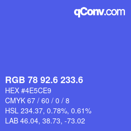 カラーコード: RGB 78 92.6 233.6 | qconv.com