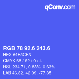 カラーコード: RGB 78 92.6 243.6 | qconv.com
