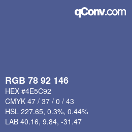 颜色代码: RGB 78 92 146 | qconv.com