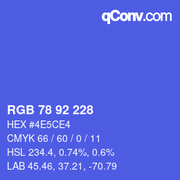 カラーコード: RGB 78 92 228 | qconv.com