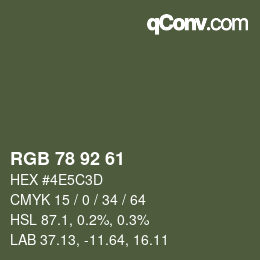 颜色代码: RGB 78 92 61 | qconv.com