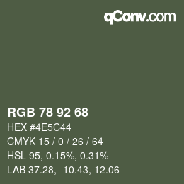 颜色代码: RGB 78 92 68 | qconv.com