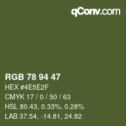 Color code: RGB 78 94 47 | qconv.com