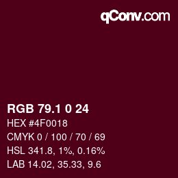 カラーコード: RGB 79.1 0 24 | qconv.com
