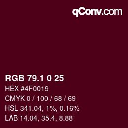 カラーコード: RGB 79.1 0 25 | qconv.com