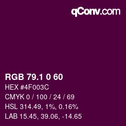 カラーコード: RGB 79.1 0 60 | qconv.com