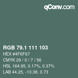 Color code: RGB 79.1 111 103 | qconv.com
