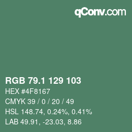 カラーコード: RGB 79.1 129 103 | qconv.com