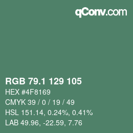 カラーコード: RGB 79.1 129 105 | qconv.com