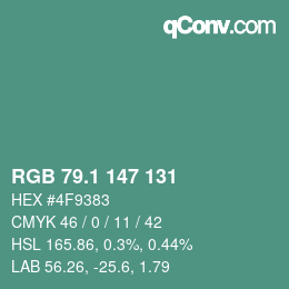 Color code: RGB 79.1 147 131 | qconv.com