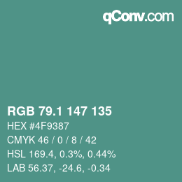 Color code: RGB 79.1 147 135 | qconv.com