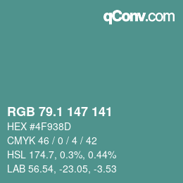 Color code: RGB 79.1 147 141 | qconv.com