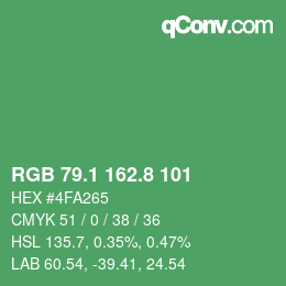 カラーコード: RGB 79.1 162.8 101 | qconv.com