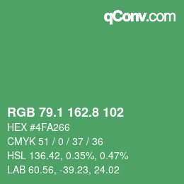 カラーコード: RGB 79.1 162.8 102 | qconv.com