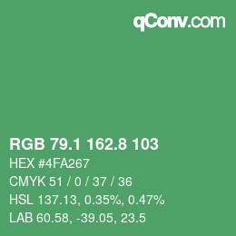 カラーコード: RGB 79.1 162.8 103 | qconv.com