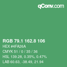 カラーコード: RGB 79.1 162.8 106 | qconv.com