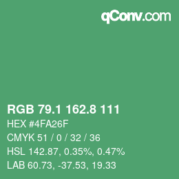 カラーコード: RGB 79.1 162.8 111 | qconv.com