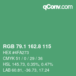 カラーコード: RGB 79.1 162.8 115 | qconv.com