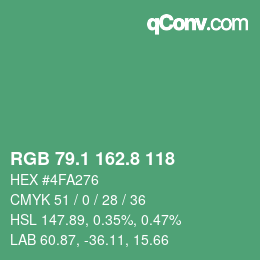 カラーコード: RGB 79.1 162.8 118 | qconv.com