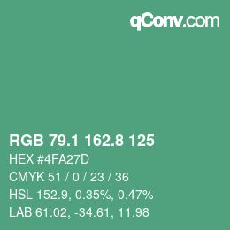 Color code: RGB 79.1 162.8 125 | qconv.com