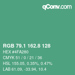 カラーコード: RGB 79.1 162.8 128 | qconv.com