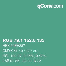 Color code: RGB 79.1 162.8 135 | qconv.com