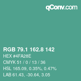カラーコード: RGB 79.1 162.8 142 | qconv.com